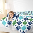 thumbnail image 3 of spefrowx Multicolor Checker Bow Full Size Comforter Sets for Boys, Blue Love Heart Bedding Comforter Set, Stars Reversible, 3 Pieces, 1 Comforter and 2 Pillowcases, 3 of 6
