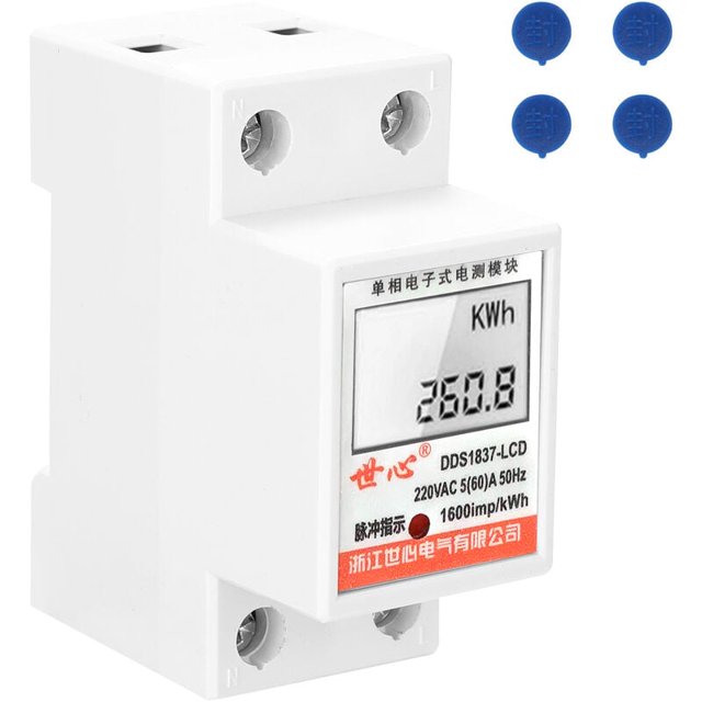 Instalación de contador de energía electrónico monofásico DDS-LDG en guía de 35 mm con pantalla LCD, sin retroiluminación - sin retroiluminación Kuyhfg Sin marca