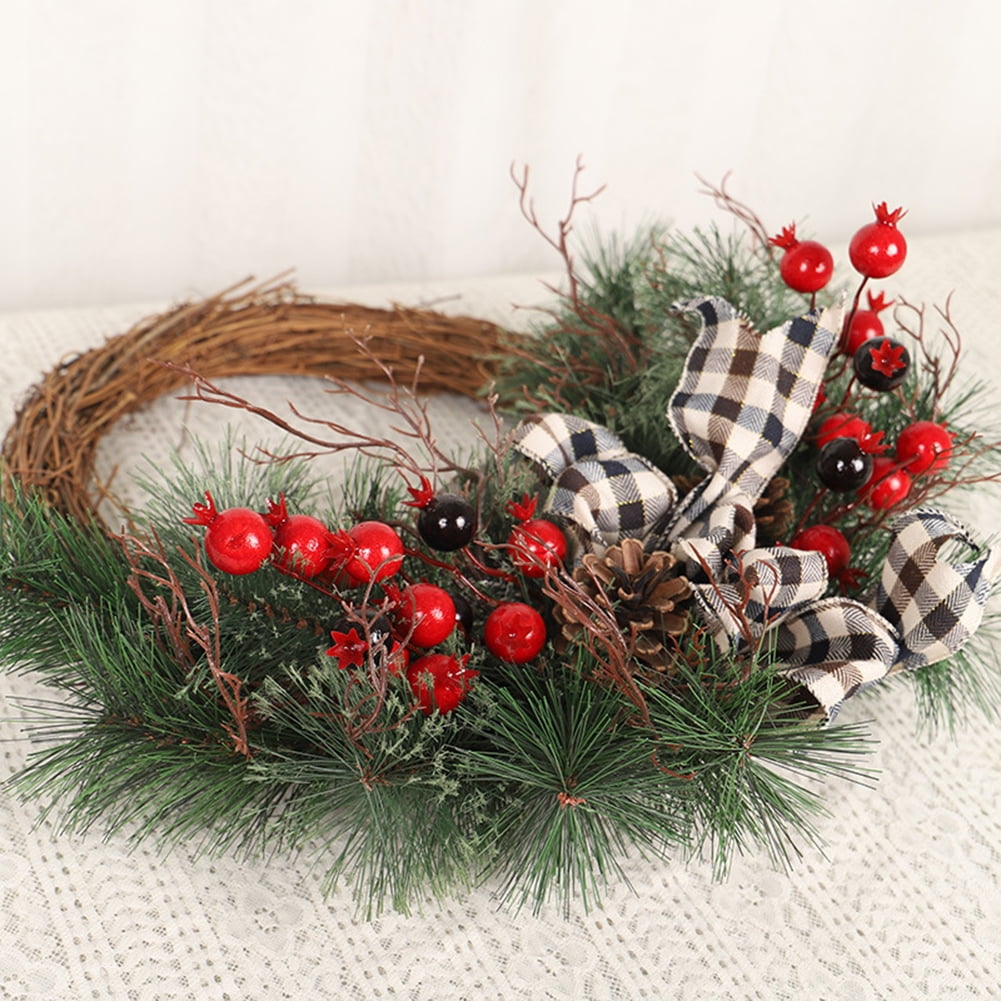 Red Artificial Garland Versatile Wall Mount Pine Cones Fruit Decorative Garland