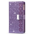 thumbnail image 2 of SaniMore for Samsung Galaxy Z Fold 3 Star Laser Engraving Case, Magnetic Flip Zipper Wallet Cover Support Wrist Strap Card Slot & Kickstand Shockproof Protective Shell for Girls Ladies, Purple, 2 of 9