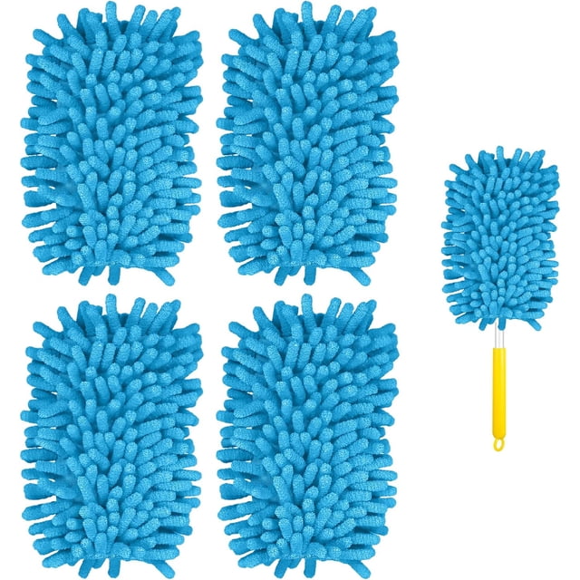 4pcs Duster Refills for Swiffer, Microfiber Ceiling Fan Duster 360 Duster Refills Heavy Duty Hand Dusters for Cleaning Compatible with Swiffer (Blue)
