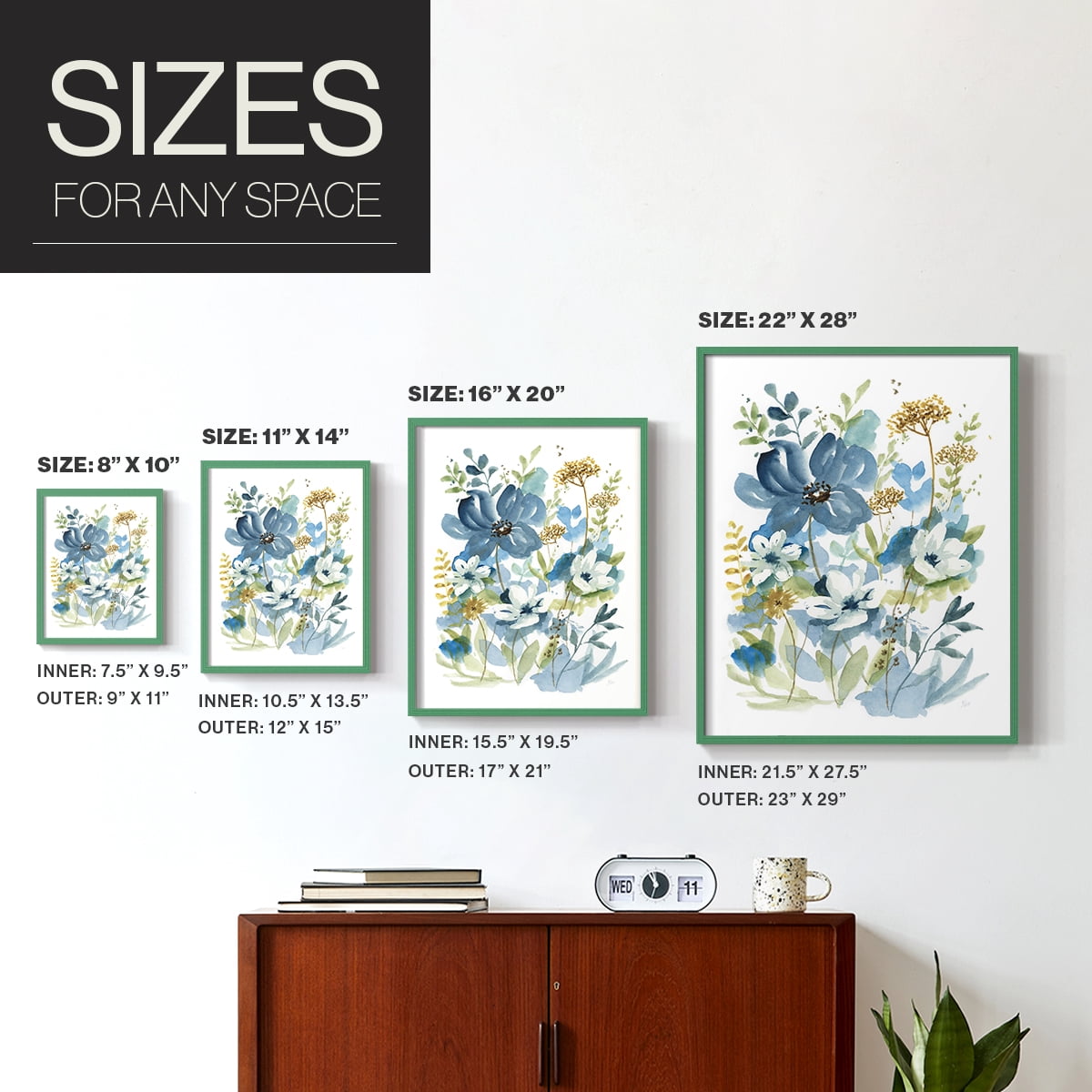 Wild Medley I Framed Print in Green Solid Wood 8 x 10 Framed Print