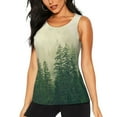 thumbnail image 1 of Balery Fog Forest Camiseta sin mangas estampada ligera para mujer, tops de entrenamiento sin mangas, camisetas de yoga transpirables de secado rápido.-X-Large, 1 of 7
