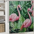 thumbnail image 6 of BCIIG Flamingos Tropical Leaves Chic Modern Bathroom Shower Curtain Set 69"x72, 6 of 7