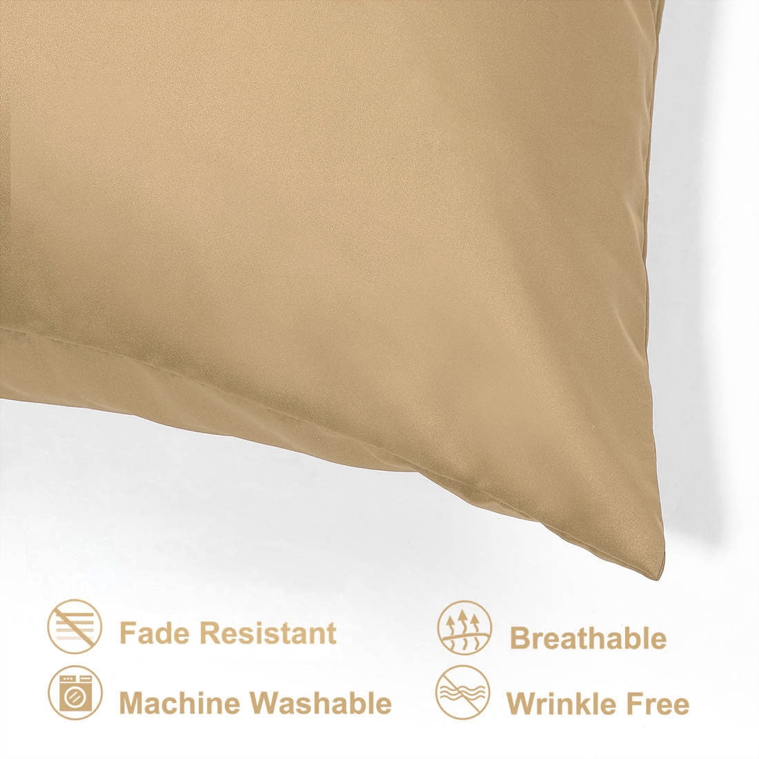 Unique Bargains Pillow Covers Silky Satin Zipper Pillowcases Set of 2 Caramel 21" x 31"