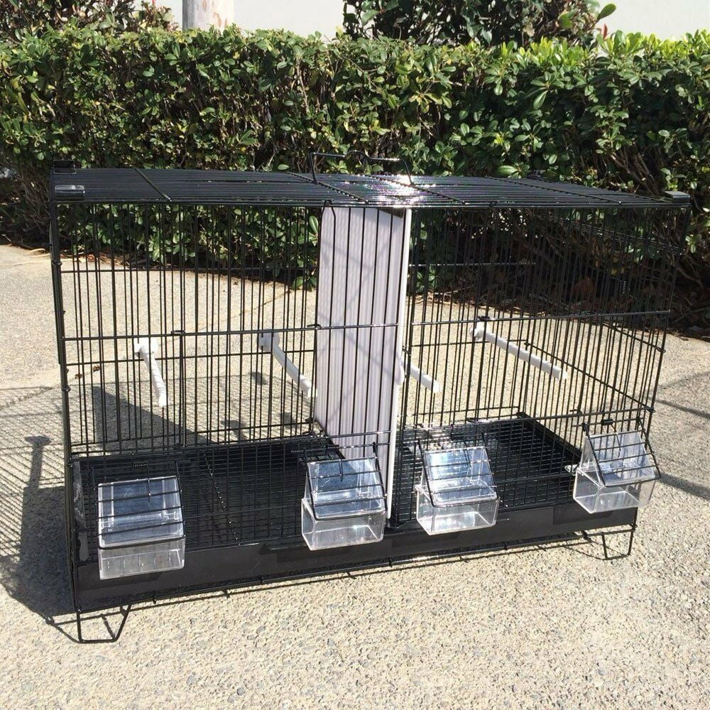 Lot of 4 of Stack & Lock Double Breeding Breeder Flight Bird Quail Cages with Both Center Wire and Solid Dividers Side Breeding Nest Doors