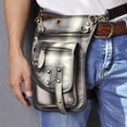 thumbnail image 3 of Mens Genuine Leather Motorcycle Tactic Fanny Belt Waist Pack Drop Leg Cross Over Bag, 3 of 5