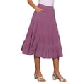 thumbnail image 4 of INSPIRE CHIC Women's Midi Skirts Solid Elastic Waist Flare A-Line Tiered Skirt with Pockets XL Purple, 4 of 6
