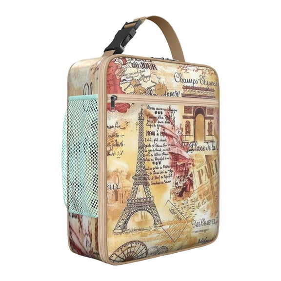 Adventure Ready Lunch Bag – Pink Girly Travel Theme Insulated Tote with Flight, Vacation & Explore Design, Waterproof Bento Cooler for Women, School, Office, or Beach Days