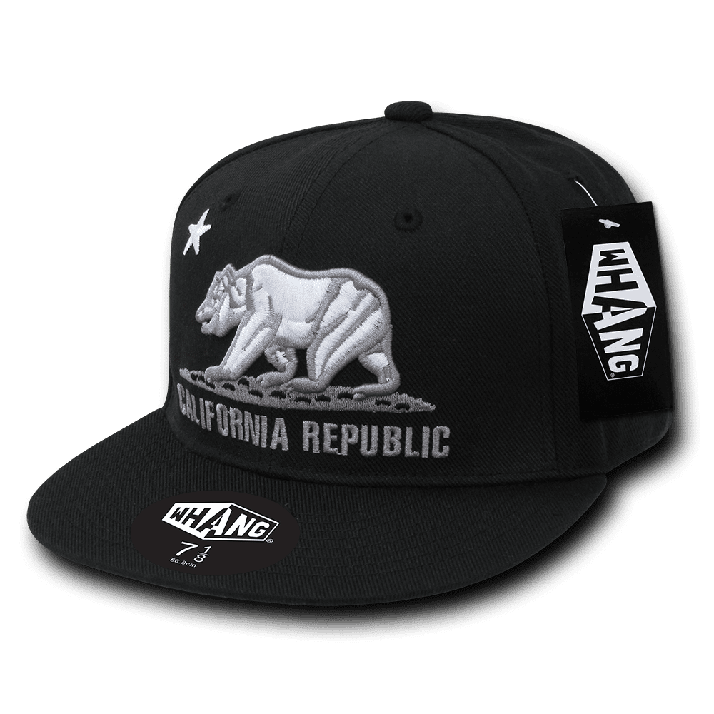 Fitted Whang California Bear Cali Retro Flat Bill Baseball Caps Hats