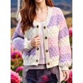 thumbnail image 4 of Womens Striped Chunky Cardigan Sweaters Button Up Fall Trendy Color Block Long Sleeve Knit Sweater Coats  XL, 4 of 8