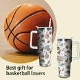 thumbnail image 5 of 40oz Basketball Tumbler with Handle, Birthday Gift for Man, Sports Coach Insulated Stainless Steel Cup with Lid and Straws, Reusable Travel Coffee Mug Water Bottle, 5 of 6