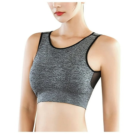 Ukumplol Sports Bras for Women Sports Bra Longline Full Coverage Bras Medium Impact Padded Workout Crop Tops for Yoga Gym Women Tank Tops Workout Tank Tops Woman Sleep Bras for Women Gray XXL
