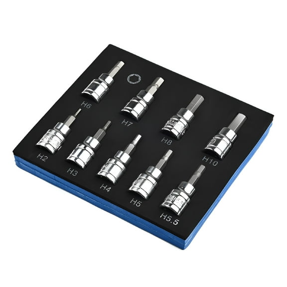 FACEGA 9Pcs/set Allen Key Sockets Hex Bit Socket Set 3/8" Drive & Drill Metric 2-10mm