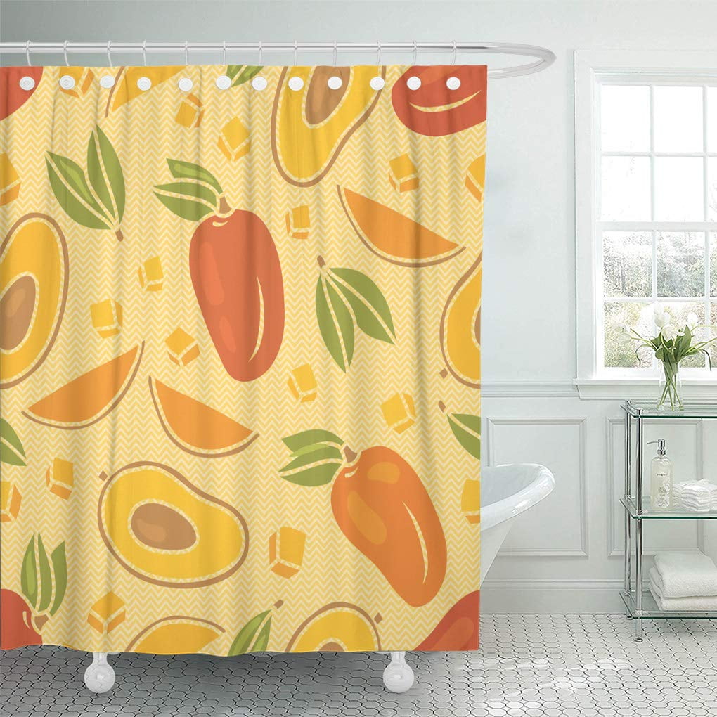 CYNLON Green Mango Mangoes Orange Pattern Fresh Leaf Vegetables Bio