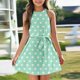 thumbnail image 2 of Girls' Summer Dress Kids 2025 Sleeveless Polka Dot Dress with Belt Cute Summer Casual Sundress for Kids Lightweight and Comfortable ,Sie:160, 2 of 6