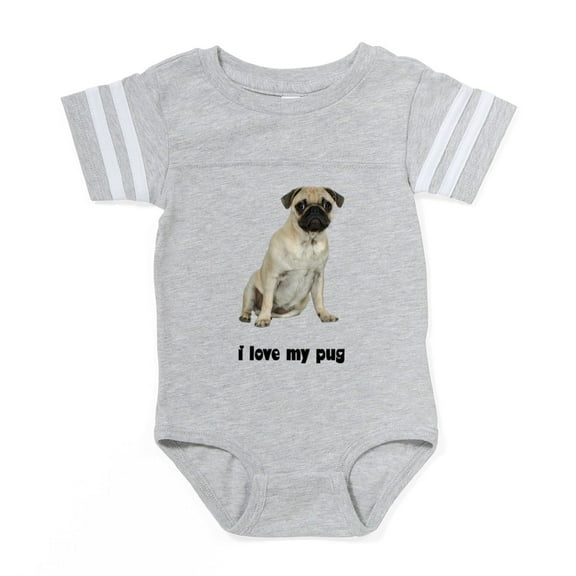 CafePress - FIN Fawn Pug Love - Cute Infant Baby Football Bodysuit