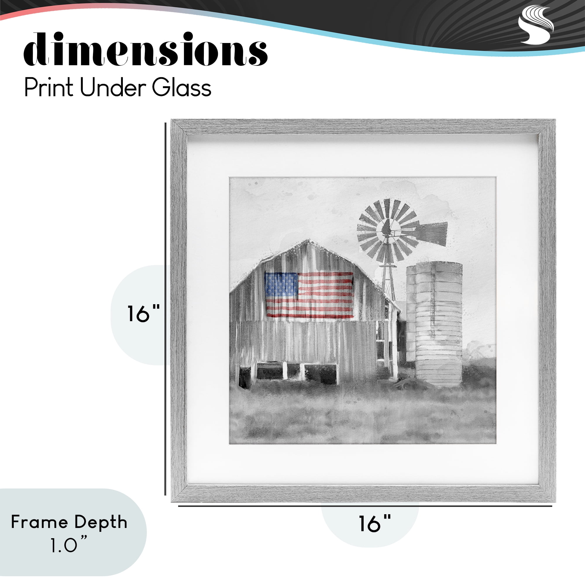 Stupell Industries Grandfather's Barn with Flag Gray Framed Print Under Glass, design by Kim Allen