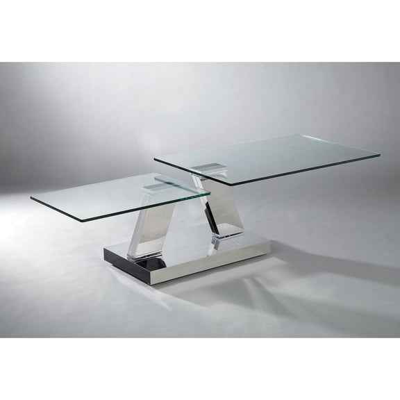 Motion Clear Glass Coffee Table with Stainless Steel Base