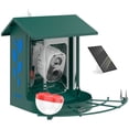 thumbnail image 1 of Smart Bird Feeder Camera with AI Bird Identification, 2K Wide View, Solar Powered 2.5L Large Capacity Steel Shell, Motion Detection, Green, for Garden, Backyard, Patio, Pole or Wall, 1 of 7