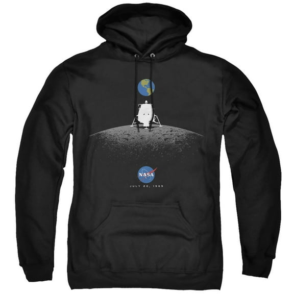 Nasa Moon Landing Simple Adult Pullover Hoodie Sweatshirt Black