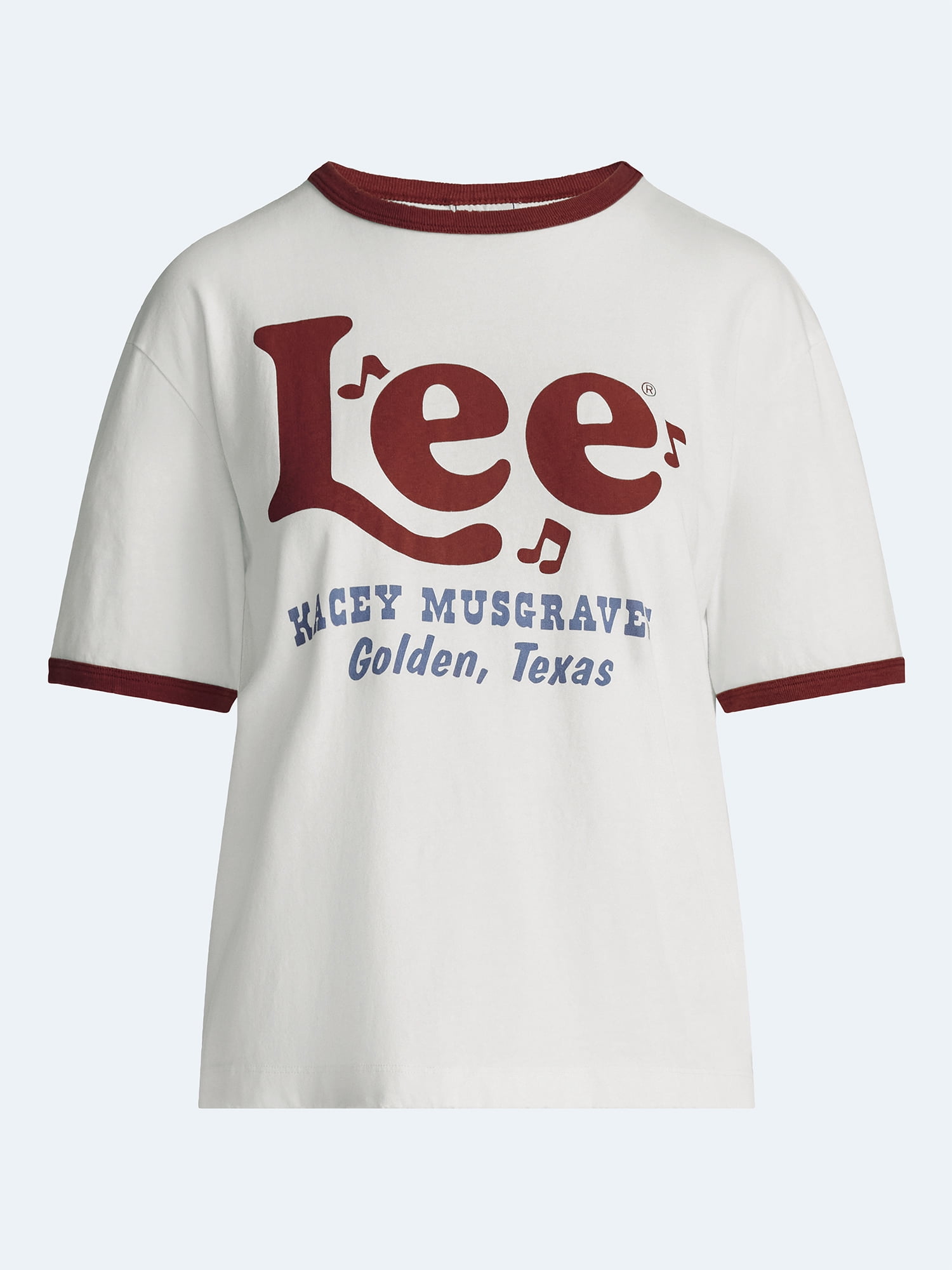 Kacey Lee Women's Distressed Graphic Ringer Tee, Sizes XS-XXL