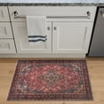 thumbnail image 2 of Bloom Rugs Washable Non-Slip 2' x 3' Rug - Red/Teal Blue/Yellow Traditional Medallion Area Rug for Living Room, Bedroom, Dining Room, and Kitchen - Exact size: 2' x 3', 2 of 9