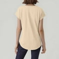 thumbnail image 4 of Yubnlvae Women's Short Sleeve Casual Solid Loose Crew Neck T Shirts Beige L, 4 of 8