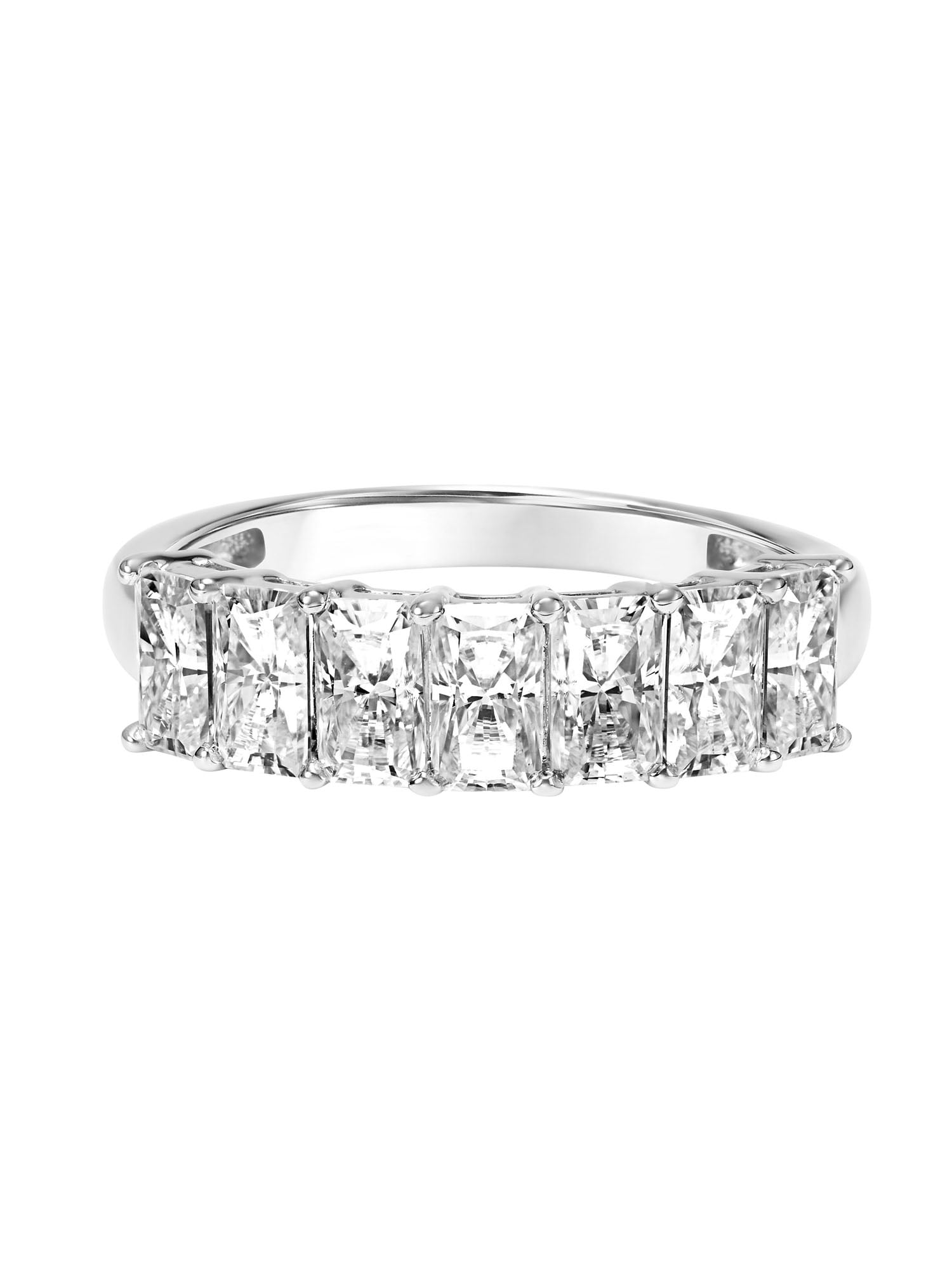 2 Carat DEW Radiant-Cut Moissanite 10k White Gold Semi-Eternity Band