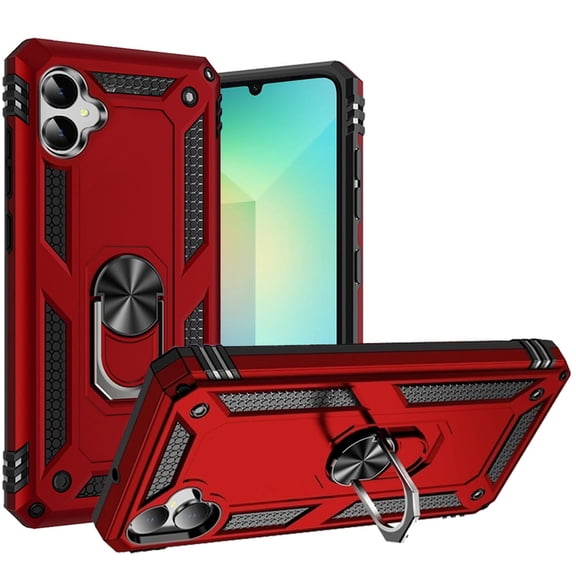 For Samsung A06 Ring Magnetic Kickstand Hybrid - Red