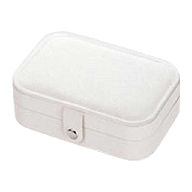 QualitChoice Jewellery Storage Box Portable Solid Color Adjustable Dual Layer Ear Stud Anklet Necklace Ring Jewelry Case Organizer White