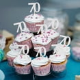 thumbnail image 4 of Cupcake Toppers Sotpot para 70 cumpleaños, 30 unidades, purpurina plateada, 4 of 6