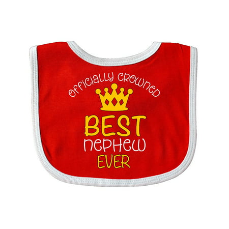 Officially Crowned Best Nephew Ever gold crown Baby Bib Red/White One