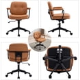 thumbnail image 4 of DUOMAY Retro Home Office Computer Desk Chair with Armrest, Modern PU Leather Mid Back Swivel Task Chair Rolling Adjustable Office Guest Chair for Home Office, Light Brown, 4 of 18