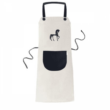 

Castle Dream Princess Style Horse Blue Yellow Apron Adjustable Bib Cotton Linen BBQ Kitchen Pocket Pinafore