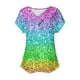 thumbnail image 4 of Camiseta de Manga Corta con Cuello en V, Camiseta Larga de Moda Y Ligera para Mujeres, 4 of 4