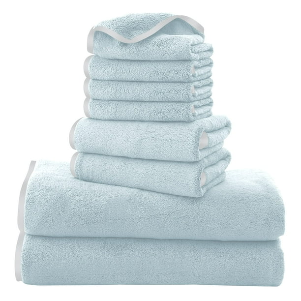 Juego de toallas Cosy Family de microfibra de 8 piezas (verde azulado claro)