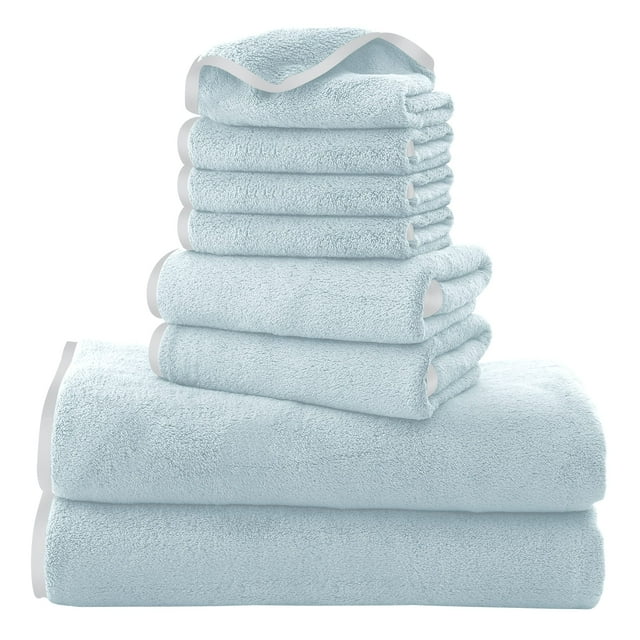 Juego de toallas Cosy Family de microfibra de 8 piezas (verde azulado claro)