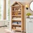 thumbnail image 6 of SinCiDo Tall Angled Arch Bookshelf, 5 Tiers Open Shelves Bookcase and Triangular Top for Living Room, Office, 6 of 6