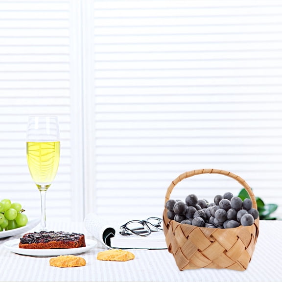 BESTYASH Multifunctional Hand Basket Mini Woven Fruit Basket Light Brown Synthetic Material 1 Pc