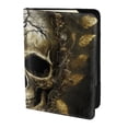 thumbnail image 2 of Rateoe Vintage Gold Leaf Skull Pattern Passport Holder Wallet Leather Mulit-purpose Travel Wallet Credit Cards Case ,Passport Cover for Women Men-6.5 in, 2 of 5