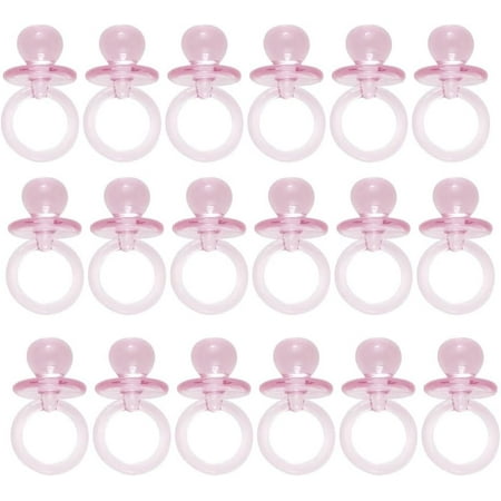 Mini Plastic Pacifier Baby Shower Favor Charms, 1 in, Pink, 18ct