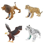 Gazechimp 4 Pcs Animals Figures Toys Realistic Zoo Animal Figurines Model, Animals Robots Playsets Christmas Birthday Easter Gift Party Supplies for Kids Toddlers