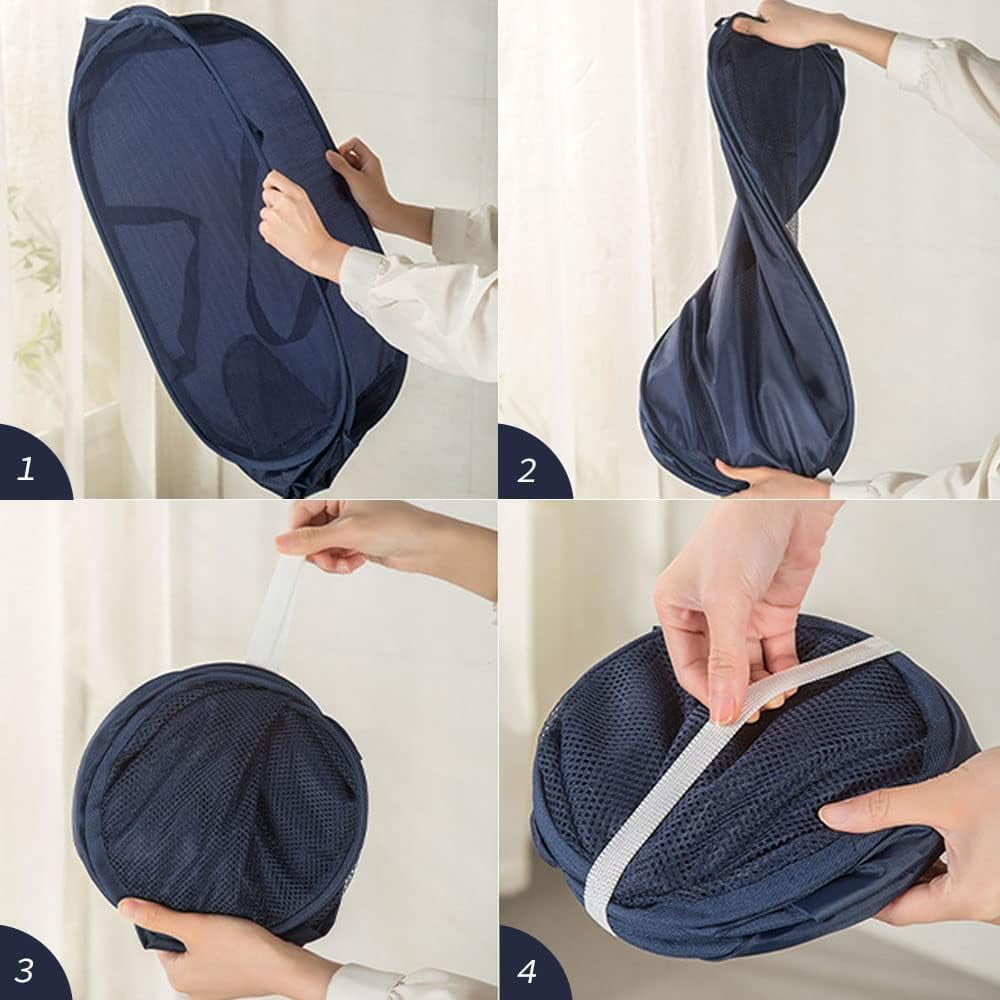 4 Pcs Foldable Mesh Laundry Hamper Set, Pop-up Laundry Basket with Durable Handles, Lightweight Dirty Clothes Basket for Home Organization and Laundry Storage