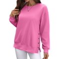 thumbnail image 3 of Female Oversized Sweatshirts Long Sleeve Hoodies Shirts Fall Side Slit Pullover Top Teen Outfits Rose Red M, 3 of 10