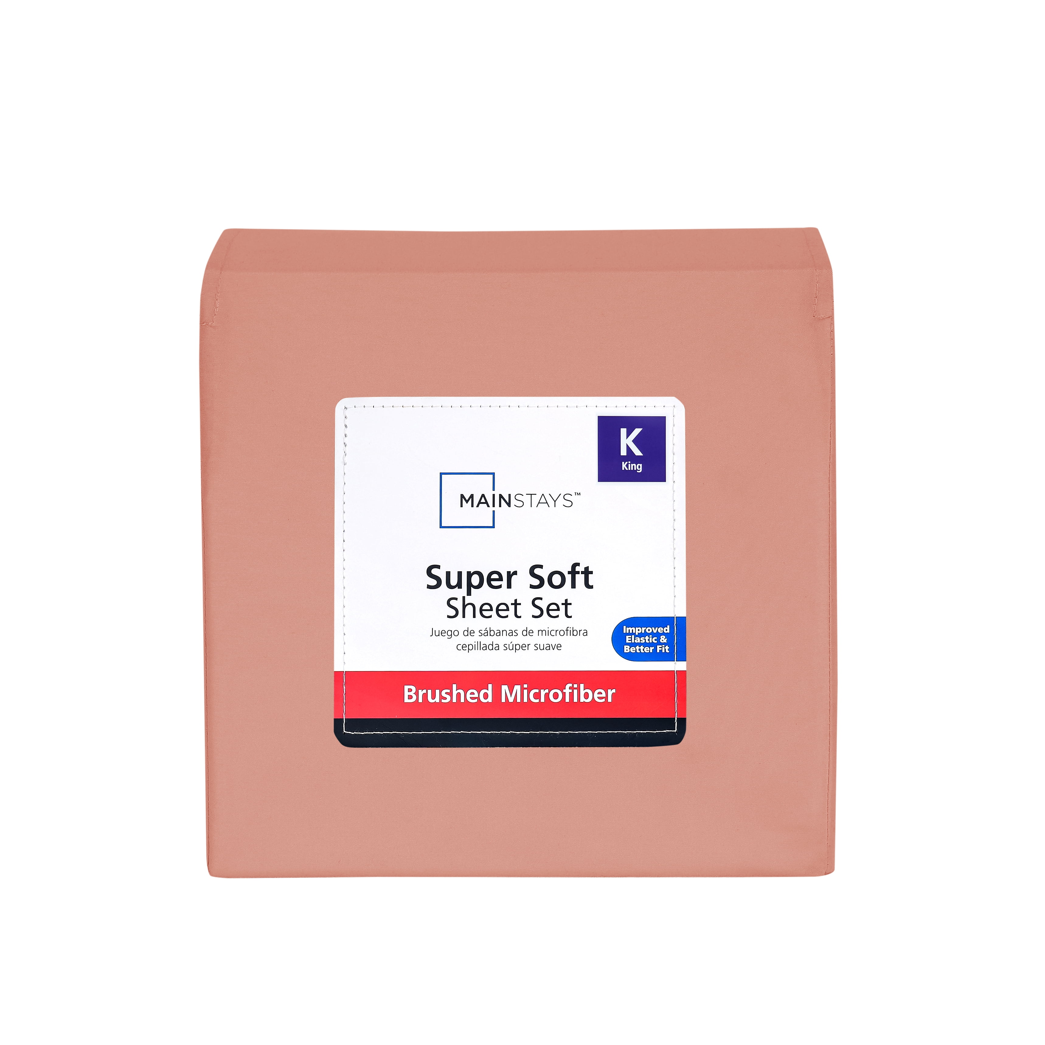 Mainstays Super Soft Brushed Microfiber Bed Sheet Set, Clay Terracotta Dream, King, 4 Piece