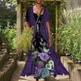 thumbnail image 2 of Sundresses for Women Casual Summer - Women Maxi Dress Floral Print Flowy Cami Sleeveless Dress with Long Cadigan 2 Piece Set Wedding Guest, 2 of 8