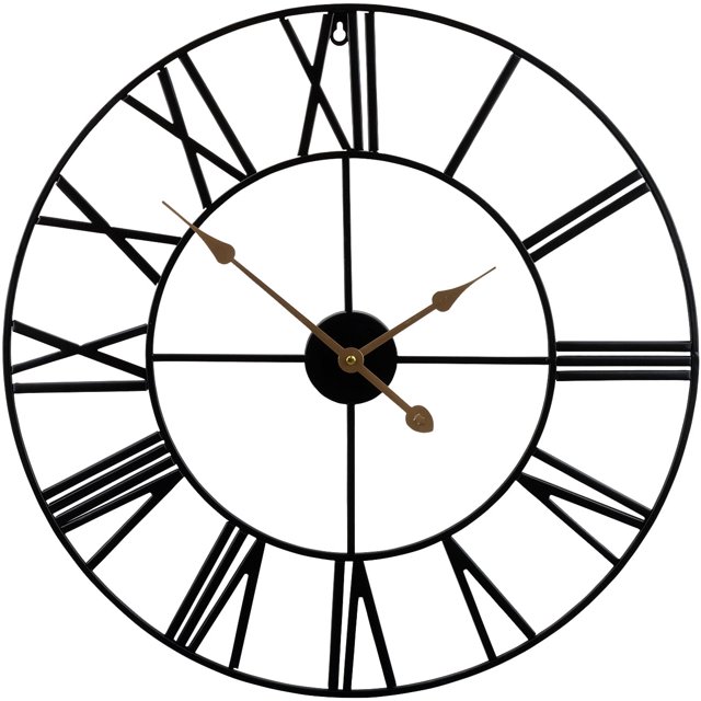 Reloj de Pared Decorativo de Metal Negro de 61 Cm para Sala de Estar: Decoración de Pared Moderna de Estilo Rústico.