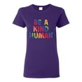 thumbnail image 1 of Wild Bobby Be A Kind Human Positive Inspirational Slogan Inspirational/Christian Women Graphic Tee, Purple, XX-Large, 1 of 6