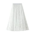 thumbnail image 1 of Women's High Waist Floral Lace Long Skirt Party Elegant Pleated A-Line Swing Mesh Layered Casual Maxi Skirts (One Size, White), 1 of 4
